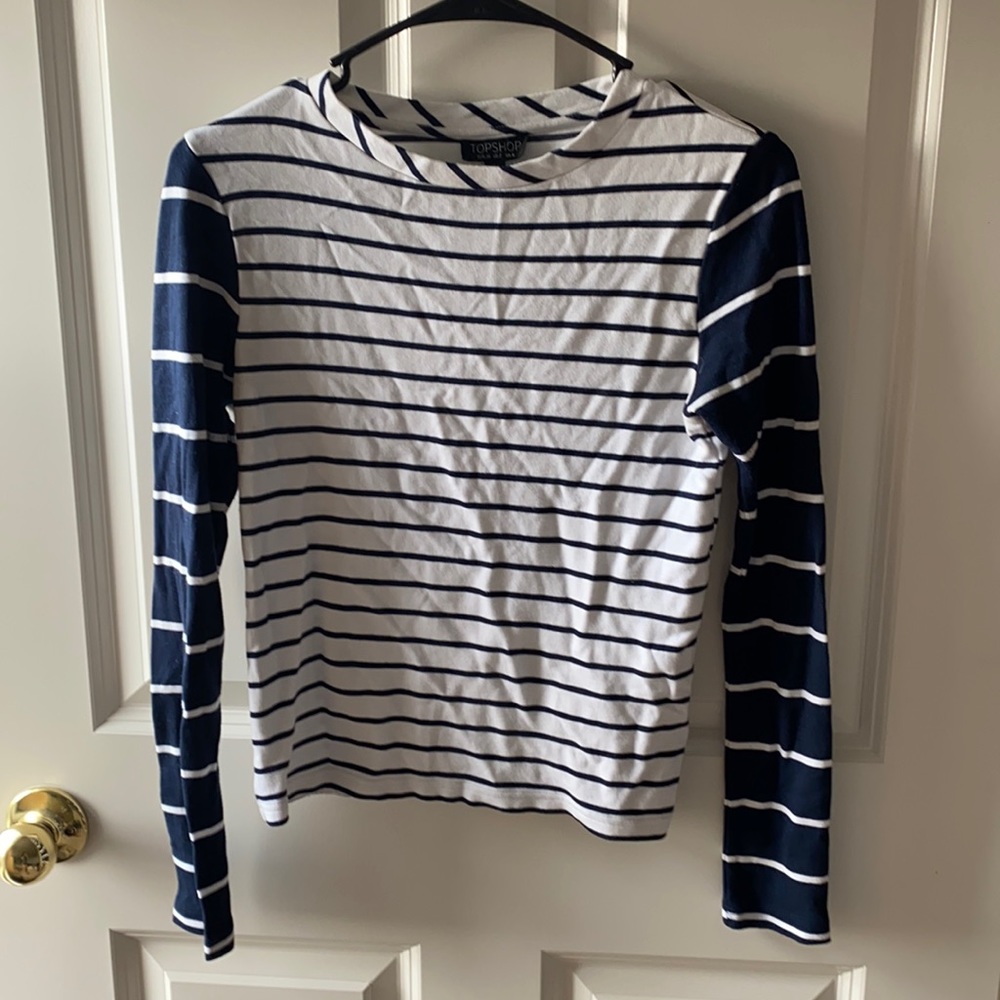 Topshop Boat Neck Striped Shirt